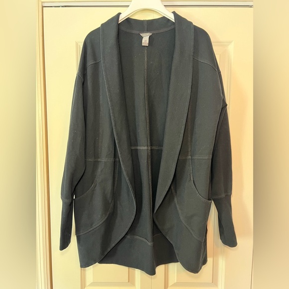 Eddie Bauer women’s black open front long cardigan. Size large tall. - Picture 1 of 6